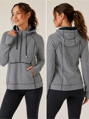 Athleta Heavenly Hail Hoodie in Navy and White Strips Women’s Size Medium